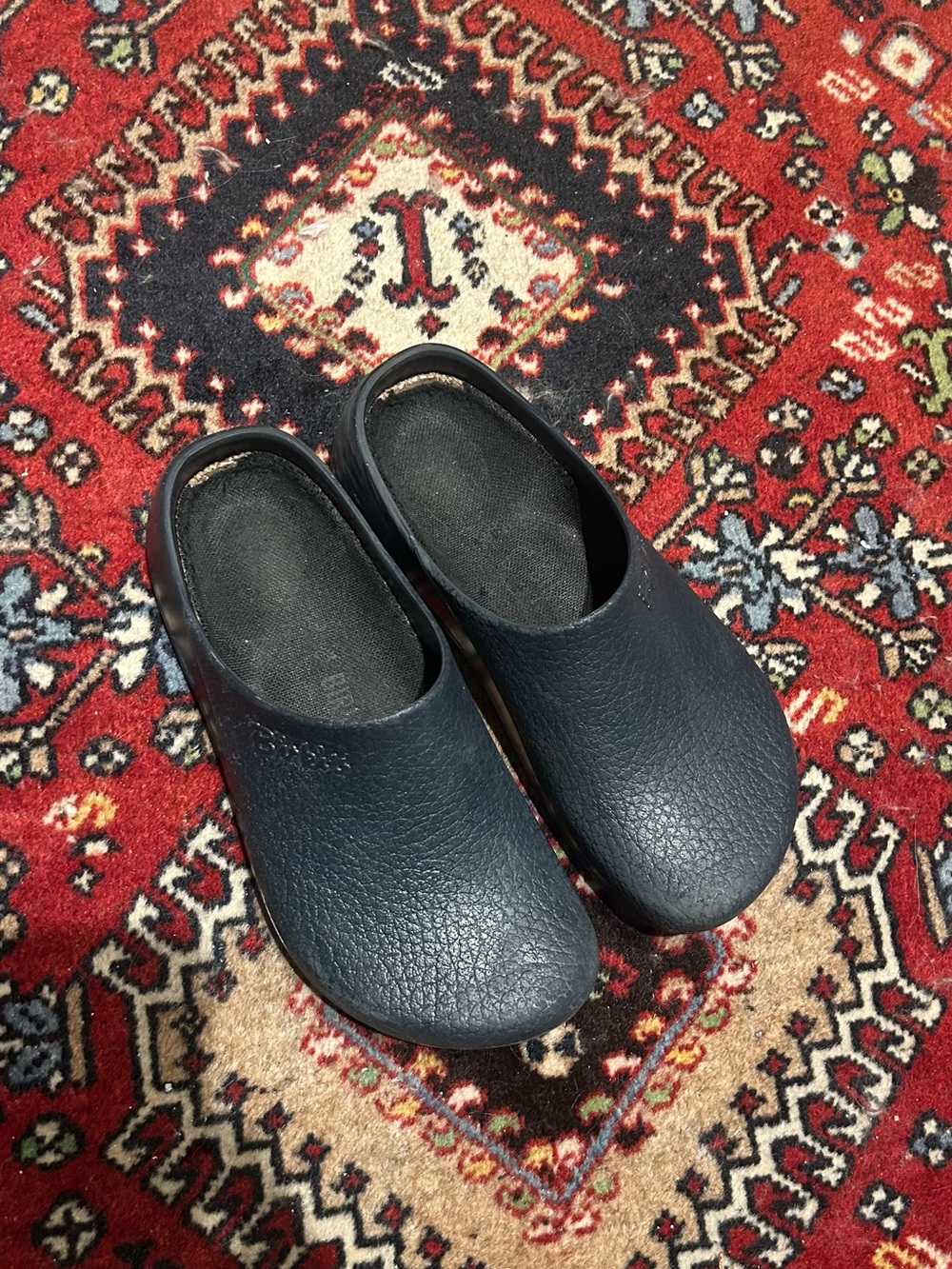 Birkenstock Navy Textured Clogs